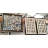 Three framed sets of Players cigarette cricketers cards for 1934 and 1938