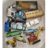 A selection of vintage Lesney diecast vehicles including No. 75 Ford Thunderbird, Sand and Gravel