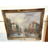 K Neil:  Parisian street scene, oil on canvas, signed, 50 x 60cm, framed