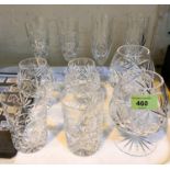 A selection of cut glass goblets etc