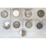 GB pre 1947 silver coins: 6 florins and 3 shillings.