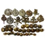 A collection of military officers badges and buttons etc.