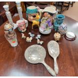 A selection of china including Wade whimsies, etc