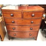 An early 19th century mahogany chest of 3 long and 2 short drawers