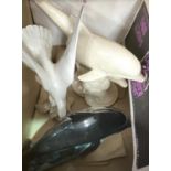 A Poole Dolphin; Royal Doulton figure and other decorative china.