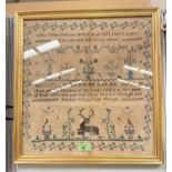 A 19th century sampler by Ann Townsend 1810, 39 x 37 cm framed and glazed