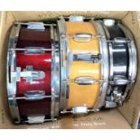 Three various snare drums
