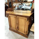 A 19th century inlaid Burr walnut mirror back credenza with double door cupboard bellow
