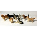 8 small Beswick dogs: including a Dalmatian, a Corgi, a Beagle and an Alsatian etc.