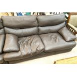 A modern G-plan brown leather two seater settee, length 172cm