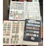 Two albums of Commonwealth stamps and loose sheets of Channel Island stamps etc.
