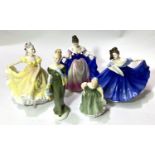 Four Royal Doulton figures:  Ninette HN 2379; Elaine HN 2791; Lorna HN 2311; Fair Maiden HN 2211