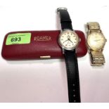 Rotary gold cased (9ct) gents wristwatch on expanding bracelet (not gold) and Roamer rotor automatic
