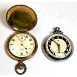 A gold plated Waltham enclosed pocket watch and a chrome vintage Ingersoll Triumph pocket watch