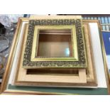 A selection of gilt frames, various sizes plus new photo frame 25 x 19cm etc