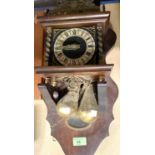 A reproduction wall hanging lantern clock with twin weights