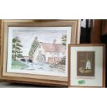 Robert William Bates: Pair of watercolours, one with a windmill, the other with a mill building,