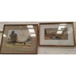 A pair of watercolours depicting Venetian scenes, signed indistinctly 18 x 35 framed and glazed