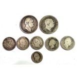 A William IV half-crown1834 'WW Script' and other William IV and earlier silver coins