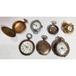 An early 20th century ladies wristwatch with enamel decoration; a ball watch; 5 other watches or