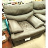 A pair of modern G-plan brown leather armchairs length 91cm