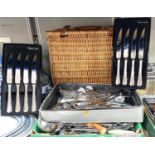 Two boxed set of Paul Welch steak knives, similar Old hall modernist cutlery and other similar