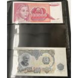 A collection of 56 world banknotes in album