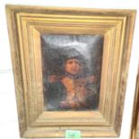 A 19th century oil on canvas painting of a French soldier in uniform (possibly Napoleon