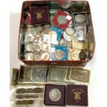 A quantity of pre decimal GB coins including 3 1953 coin sets and Festival of Britain crowns, 1951