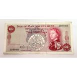An Isle of Man 10/- banknote, 1961.