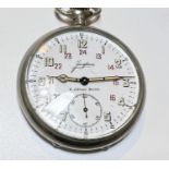 An early/mid 20th century Airship Navigation pocket watch with Arabic numerals in 24 hour clock,