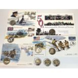 3 Battle of Britain medals 1940-2010 and 6 military coin  covers