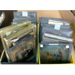 A selection of Victorian magic lantern slides; early photos on glass etc