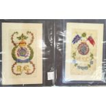 A selection of military postcards, some embroidered examples