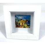 David Wilde - Northern Artist - abstract oil painting "Aber" framed and glazed, 5.5 x 6.5cm