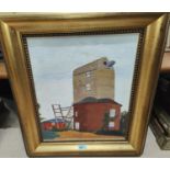 George Spafford 1921- 2003 Northern artist painting of a barn gilt framed 48 x 40cm