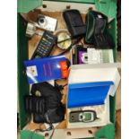 A selection of digital cameras including Coolpix, Canon, Nikon, Yashika and old model mobile phones,