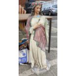 A 19th century plaster statue of the Virgin Mary, height 94cm (a.f.)