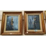 Ben Maile: A pair of Military oil paintings on canvas of Napoleonic era French Marine soldiers,