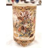 A Japanese Meiji period brush pot satsuma ware with gilt decoration of various characters 10cm