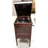 A wind-up gramophone in mahogany case, Columbia floor standing model 124a