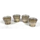 A set of 4 small spiral ribbed bowls with pierced borders, London 1891, 4oz/124gm