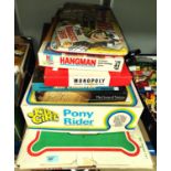 A Merit childs snooker and billiards game; a 'Palitoy' Pony rider game and other vintage games,