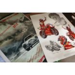 A Tribute to Carl Fogarty print, 2 Porsche posters, Olympics 1976 souvenir stamp album, cigarette