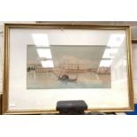 A pair of watercolours depicting Venetian scenes, signed indistinctly 18 x 35 framed and glazed