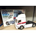 A Tamiya Mercedes-Benz 1838LS 1/14th scale RC Tractor Truck, built with original box including