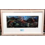 David Wilde - Northern Artist - abstract oil painting "Martians land on the Heath " framed and