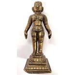 A bronze Hindu statue of female with incised decoration height 16cm
