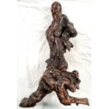 A 19th century root carving of bearded sage height 45cm