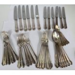 A German part canteen of white metal cutlery, DuBarry pattern, stamped '800', with crescent and